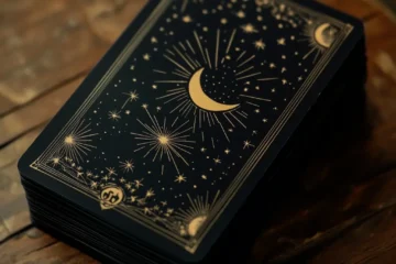 Ajrain tarot card with stars and moon more black and mute color