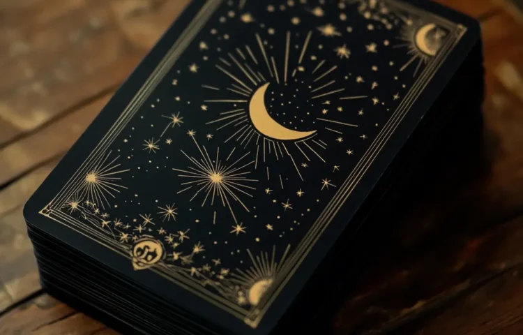 Ajrain tarot card with stars and moon more black and mute color
