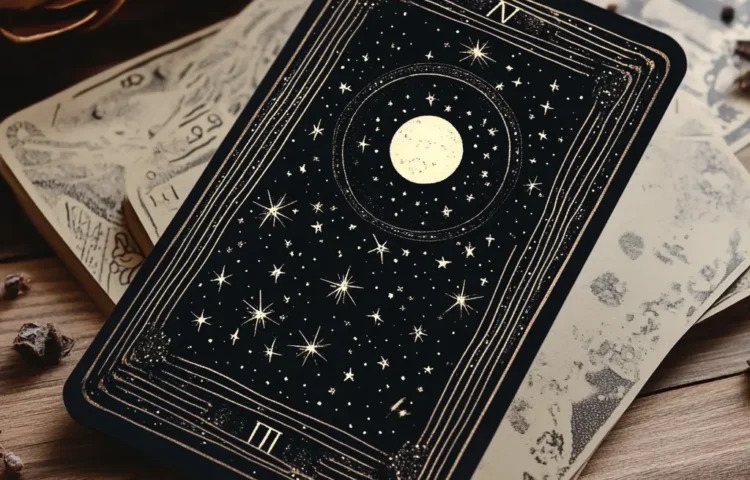 Ajrain tarot card with stars and moon more black and mute color ac6ddc6d 556f 48d8 9902 e3b043d4b220