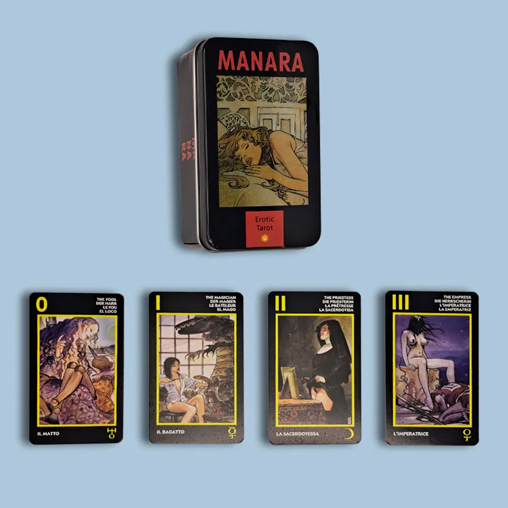 Tαρώ κάρτες- Manara erotic tarot -Η επιθυμία γίνεται αρχέτυπο. Το σώμα μαντεύει. Το βλέμμα καίει.